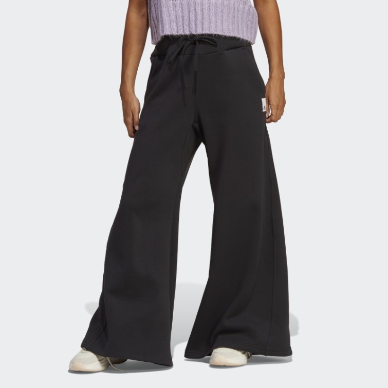 Pantalon Large En Molleton Noir Adidas