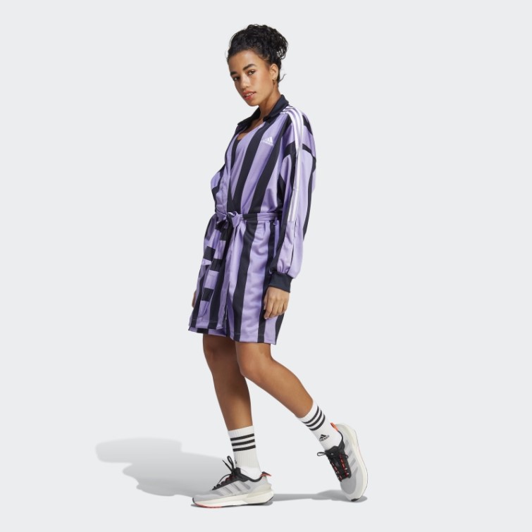 Robe Violette En Jersey Jacquard Adidas