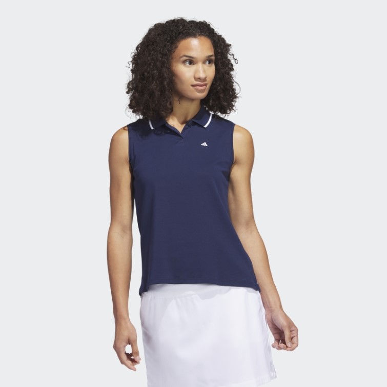 Polo De Golf Sans Manches Adidas Go-to Piqué Bleu Marine