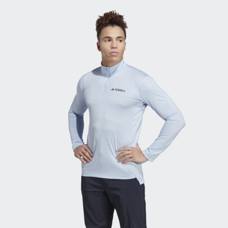 Adidas Bleu Terrex Multi Demi-zip Manches Longues Top