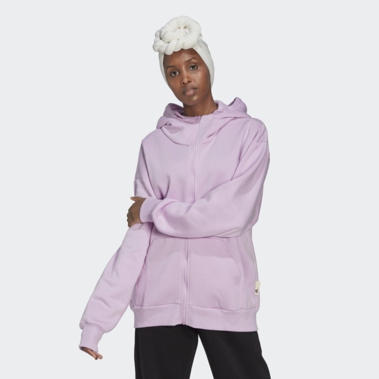 Adidas Studio Lounge Fleece Full-zip Hoodie Lilas