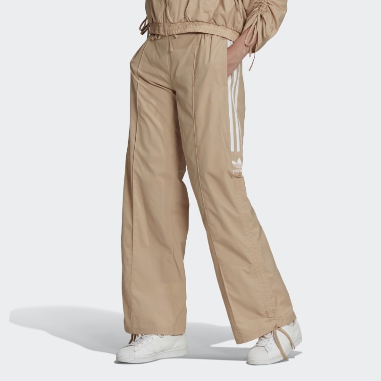 Adidas Pantalon Taille Haute Froncé à 3 Bandes Beige