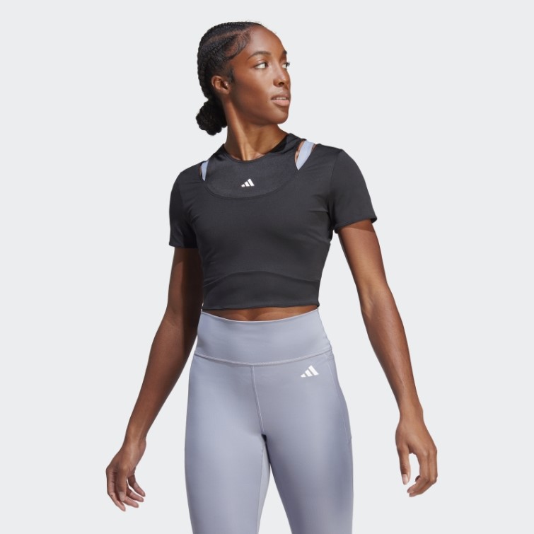 Adidas Hiit Aeroready Crop Training Tee Noir