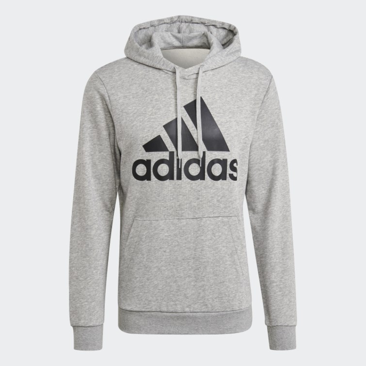 Sweat à Capuche Gris Moyen Adidas Essentials En Tissu éponge à Gros Logo