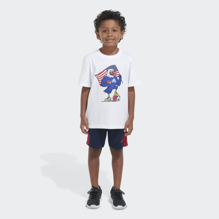 Adidas Ensemble T-shirt Et Short Blanc Graphique