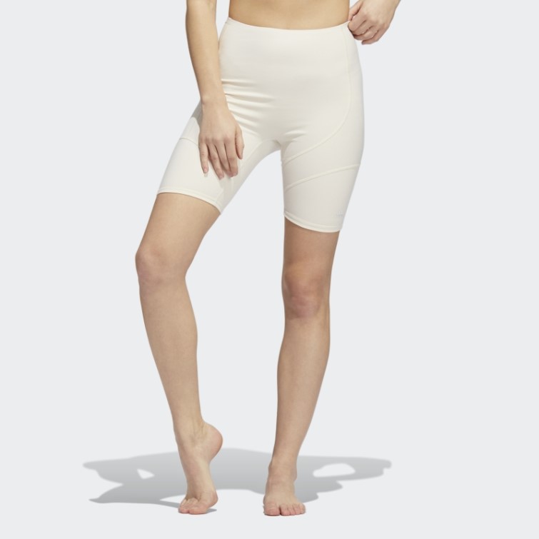 Collants Courts Adidas Yoga 4 Elements Studio Pocket Blanc