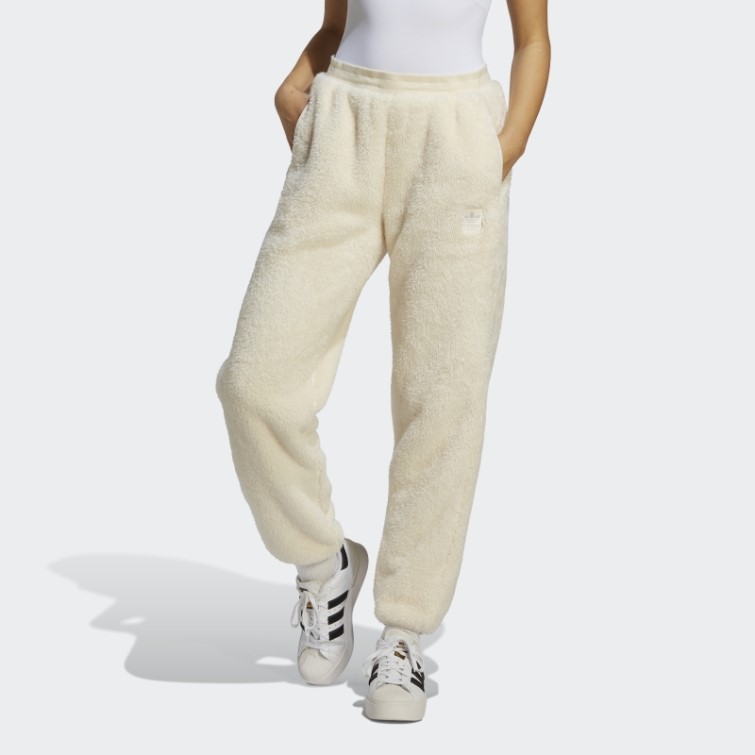 Adidas Essentials+ Pantalon Pelucheux Blanc