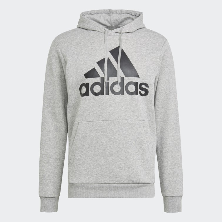 Sweat à Capuche Essentials Polaire Gros Logo Adidas Gris Moyen