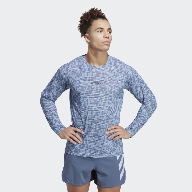 Adidas Terrex Trail Running T-shirt Manches Longues Bleu Aube