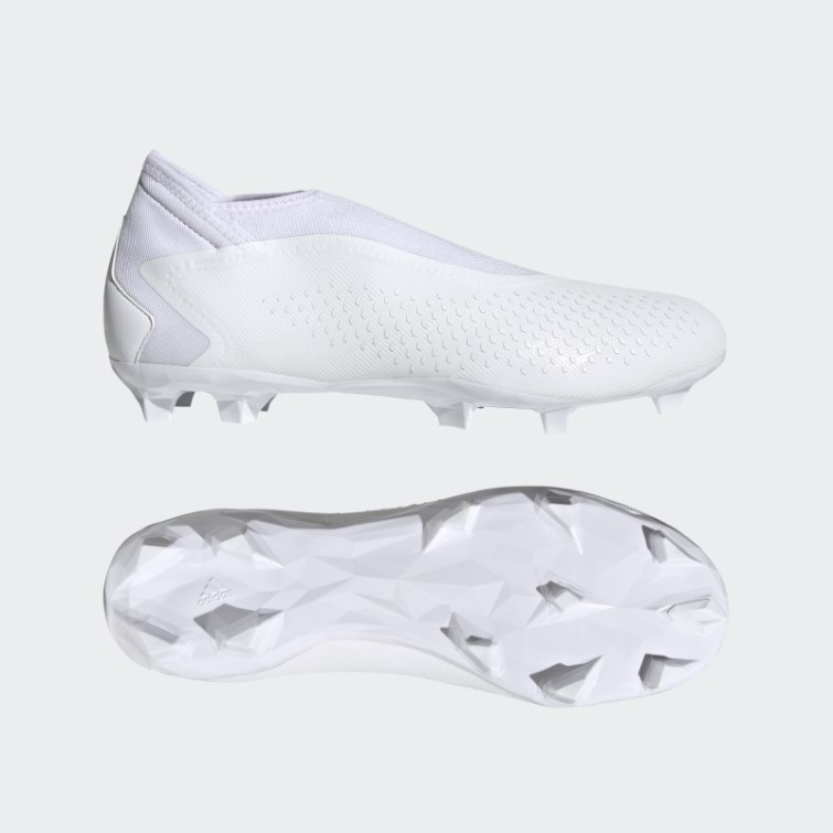 Adidas Predator Precision.3 Chaussures De Football Sans Lacets Pour Terrain Ferme Blanc