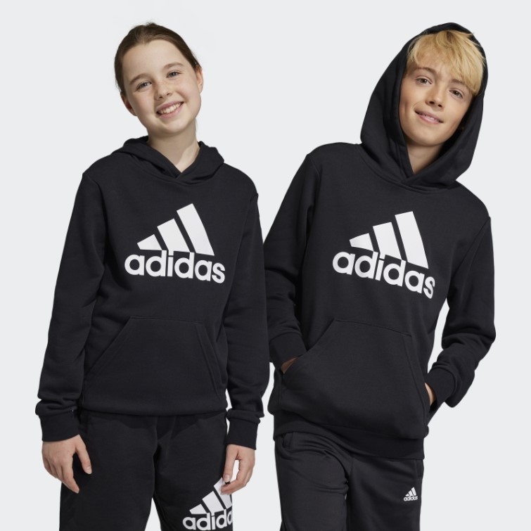 Sweat à Capuche Noir En Coton Avec Gros Logo Adidas