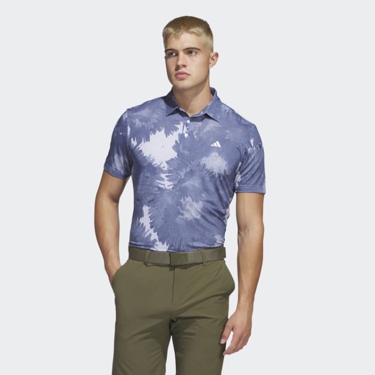 Adidas Polo De Golf Blanc à Fleurs En Maille