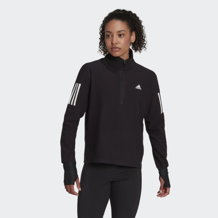 Sweat-shirt Adidas Own The Run Running 1/2 Zip Noir