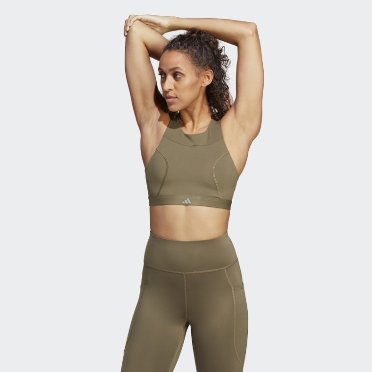 Soutien-gorge De Course à Maintien Moyen Olive Adidas